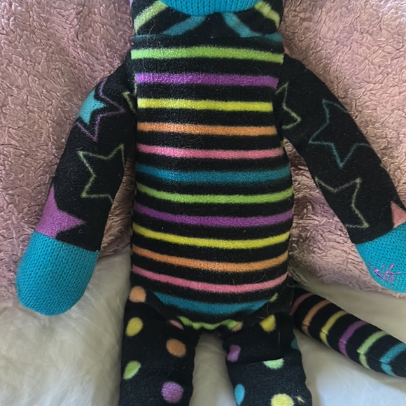 Sock monkey Justice Just for Girls early yo mid 2000’s black purple blue fleece - Picture 3 of 13